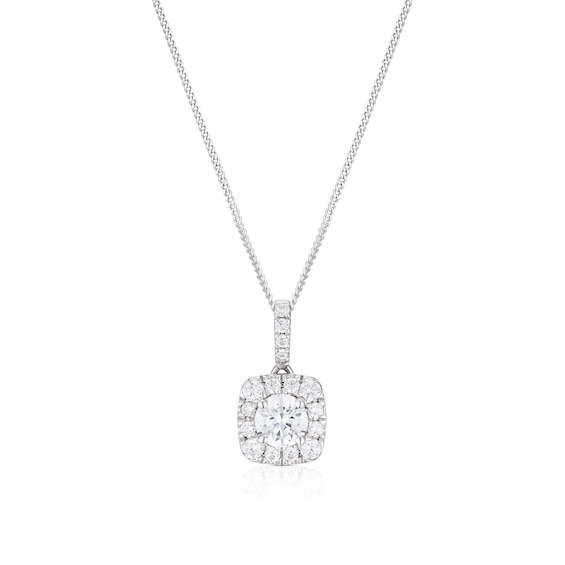 9ct White Gold 18 0.33ct Diamond Cushion Shaped Pendant