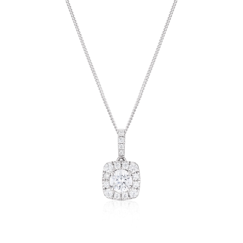 9ct White Gold 0.33ct Diamond 18 Inch Cushion Shaped Pendant