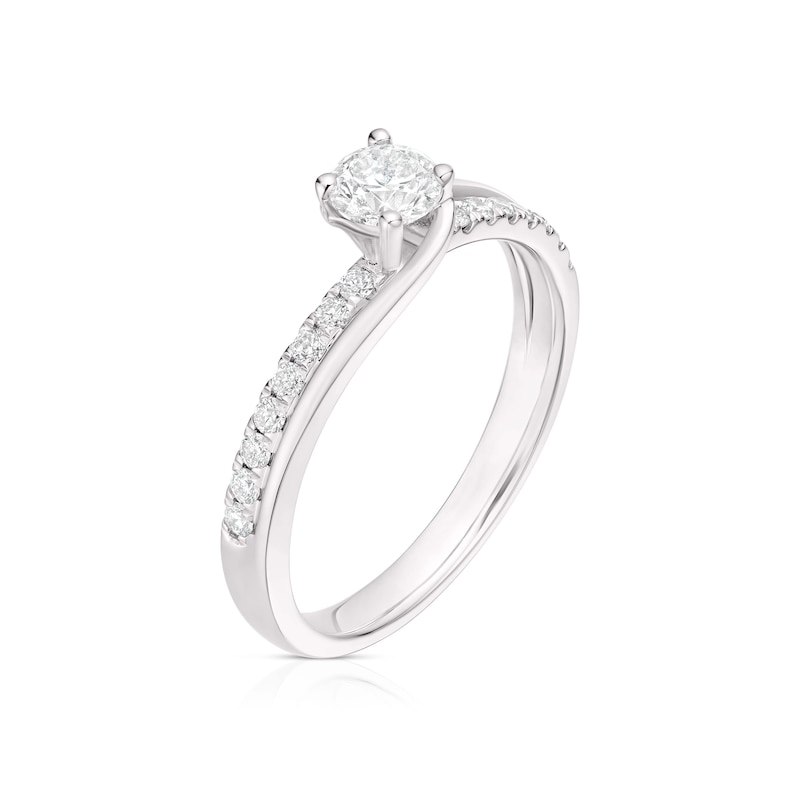 Main Image 2 of Engagement Ring 18ct White Gold 0.50ct Diamond Twisted Solitaire Ring