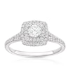 Thumbnail Image 1 of Engagement Ring 18ct White Gold & Platinum 0.50ct Diamond Cushion Double Halo Ring