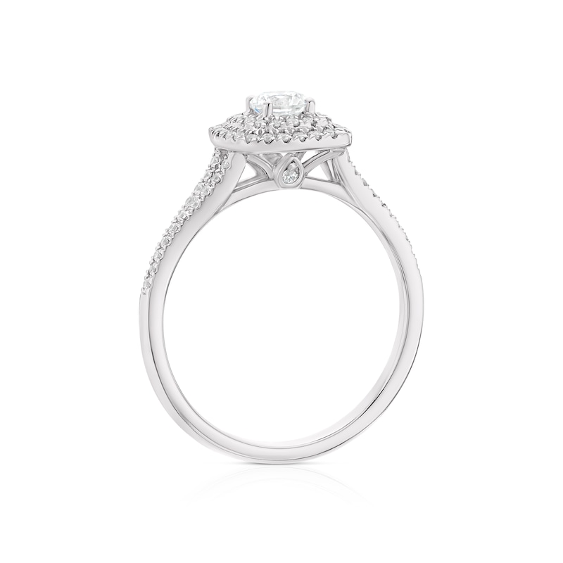 Main Image 3 of Engagement Ring 18ct White Gold & Platinum 0.50ct Diamond Cushion Double Halo Ring