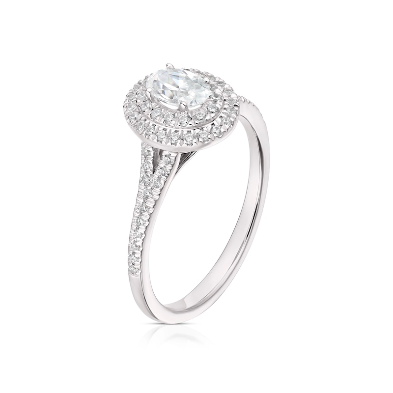 Main Image 2 of Engagement Ring 18ct White Gold & Platinum 0.50ct Diamond Double Halo Ring