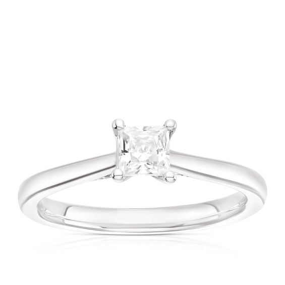 Engagement Ring 18ct White Gold and Platinum Princess Cut