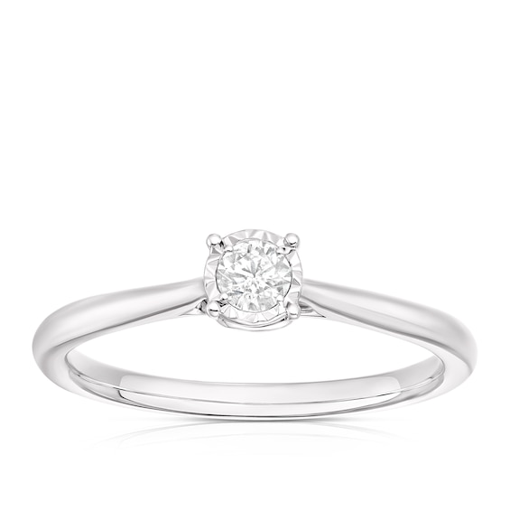 Engagement Ring 9ct White Gold Illusion Solitaire 0.12ct Dia