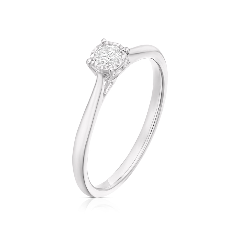 9ct White Gold 0.12ct Diamond Illusion Solitaire Ring