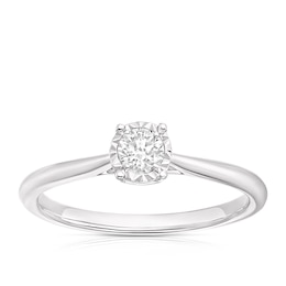Engagement Ring 9ct White Gold Illusion Solitaire 0.18ct Diamond Ring