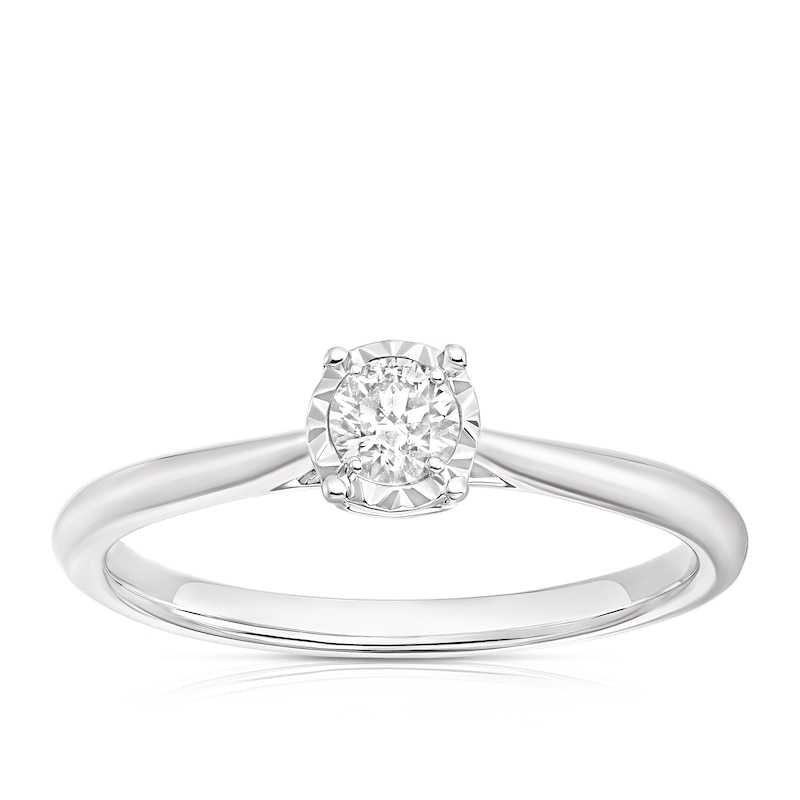 9ct White Gold 0.18ct Diamond Illusion Solitaire Ring