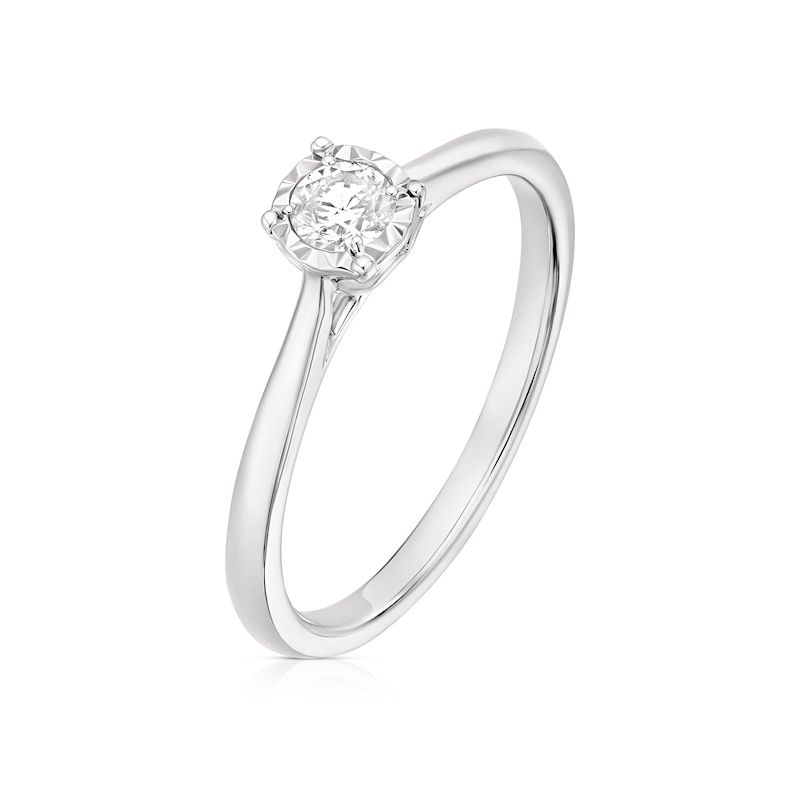 Main Image 2 of Engagement Ring 9ct White Gold Illusion Solitaire 0.18ct Diamond Ring