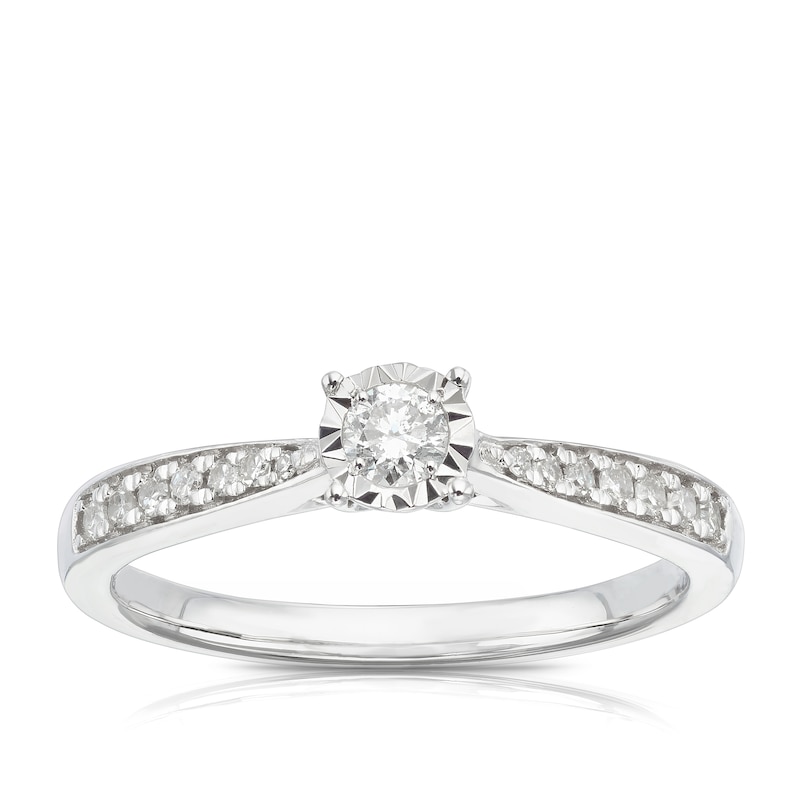 9ct White Gold 0.20ct Diamond Illusion Solitaire Ring