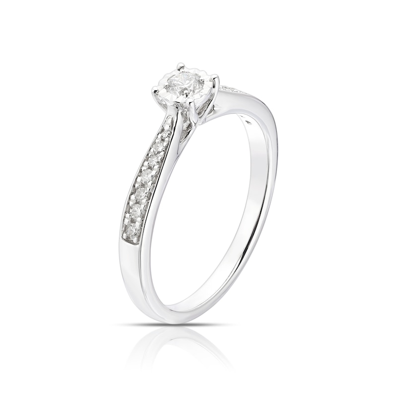 9ct White Gold 0.20ct Diamond Illusion Solitaire Ring