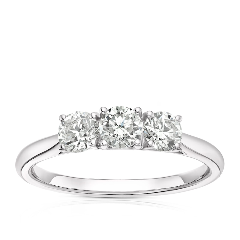 Main Image 1 of Engagement Ring 18ct White Gold 0.75ct Diamond Trilogy Round Cut Ring