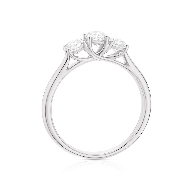 Main Image 3 of Engagement Ring 18ct White Gold 0.75ct Diamond Trilogy Round Cut Ring