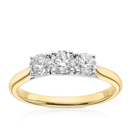 18ct Yellow Gold 0.75ct Diamond Trilogy Round Cut Ring