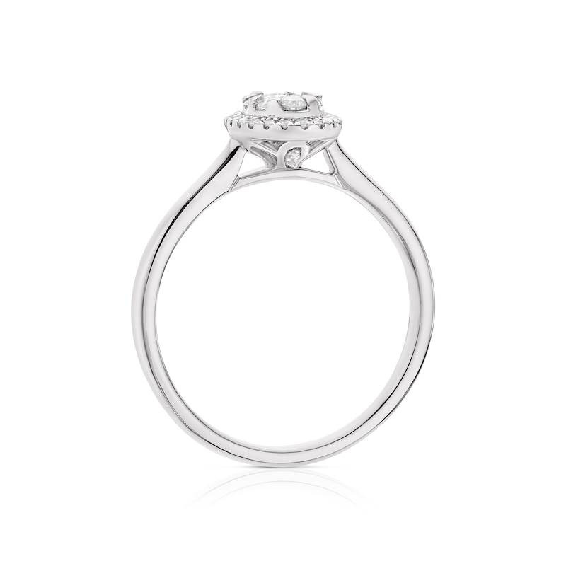 9ct White Gold 0.25ct Diamond Oval Double Halo Ring