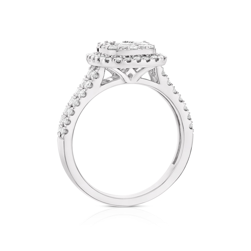 Platinum 1ct Diamond Cushion Shaped Cluster Ring