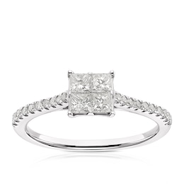 14ct White Gold 0.50ct Diamond Princess Cut Solitaire Ring