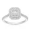 Thumbnail Image 0 of Platinum 0.50ct Diamond Emerald Shaped Double Halo Ring