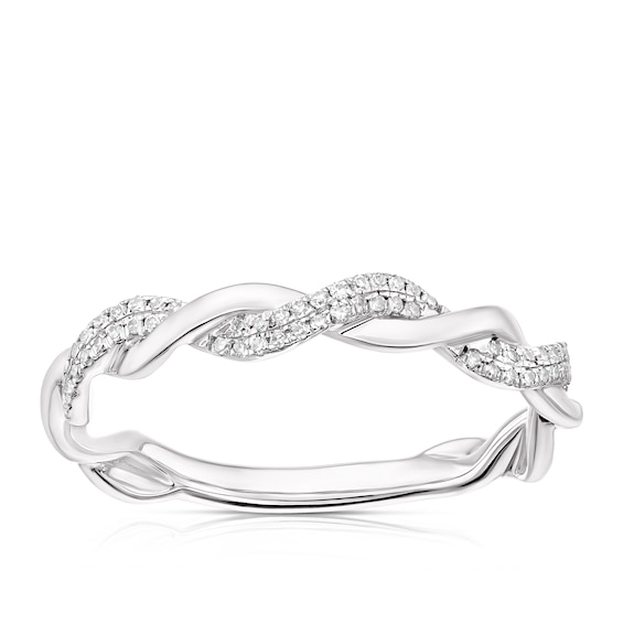 14ct White Gold 0.10ct Diamond Twist Eternity Ring