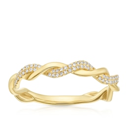 14ct Yellow Gold 0.10ct Diamond Twist Eternity Ring