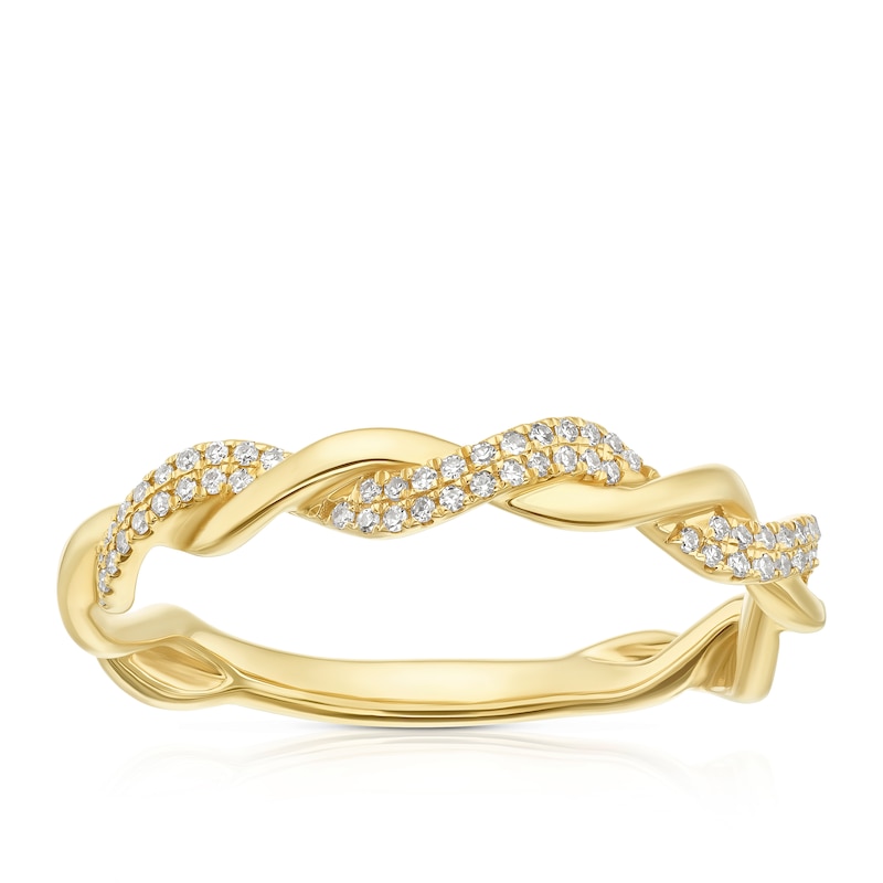 14ct Yellow Gold 0.10ct Diamond Twist Eternity Ring