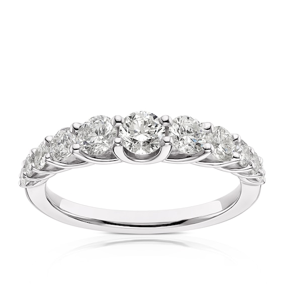 Platinum 1ct Diamond Round Cut Half Eternity Ring