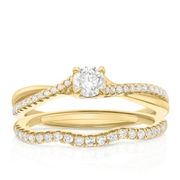 14ct Yellow Gold 0.50ct Diamond Solitaire Twist Bridal Set