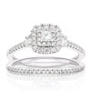 Thumbnail Image 1 of 9ct White Gold 0.50ct Diamond Cushion Shaped Bridal Set