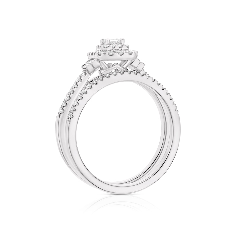 Main Image 3 of 9ct White Gold 0.50ct Diamond Cushion Shaped Bridal Set