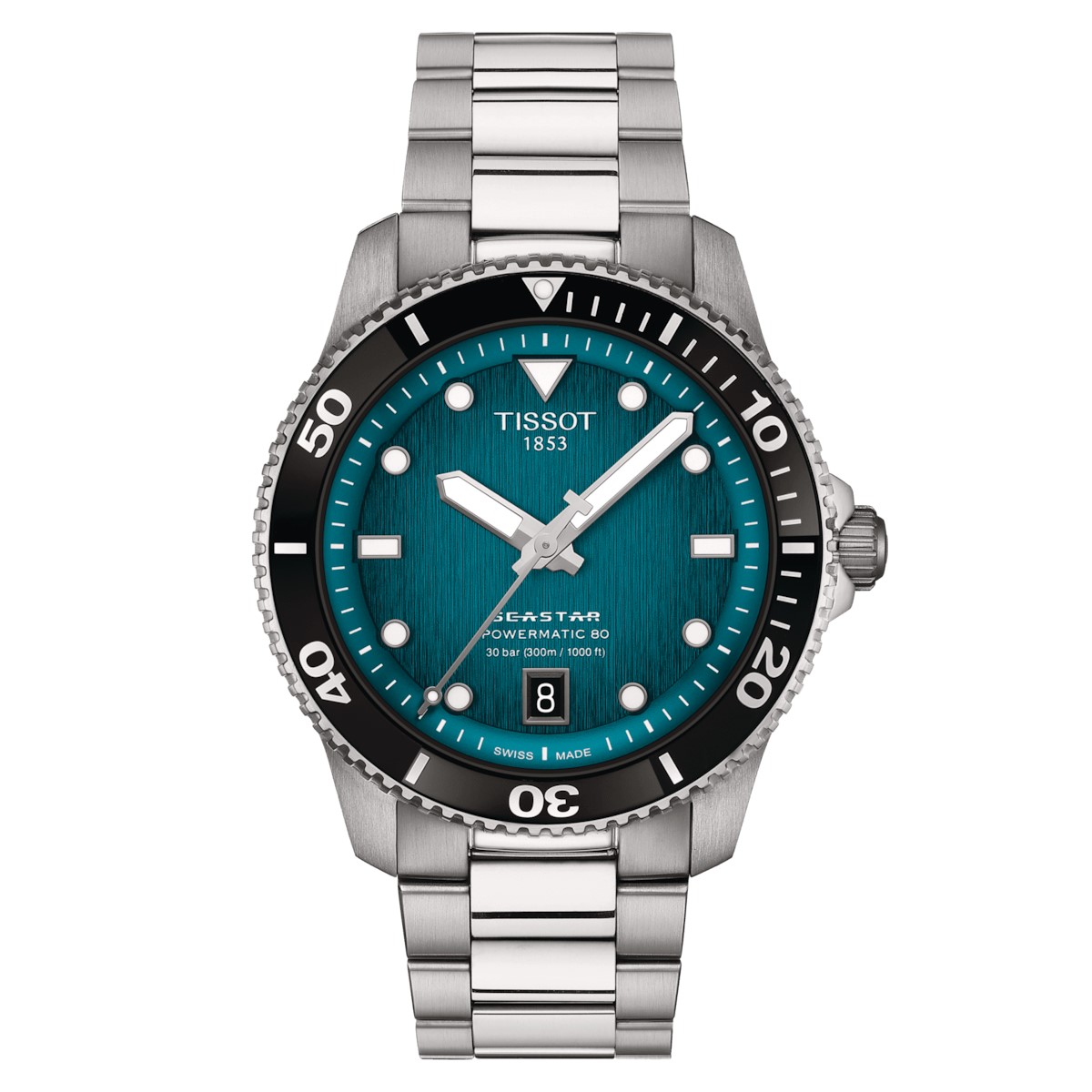 Thumbnail Image 0 of Tissot Seastar 1000 Men's Teal Blue Dial & Stainless Steel Bracelet Watch