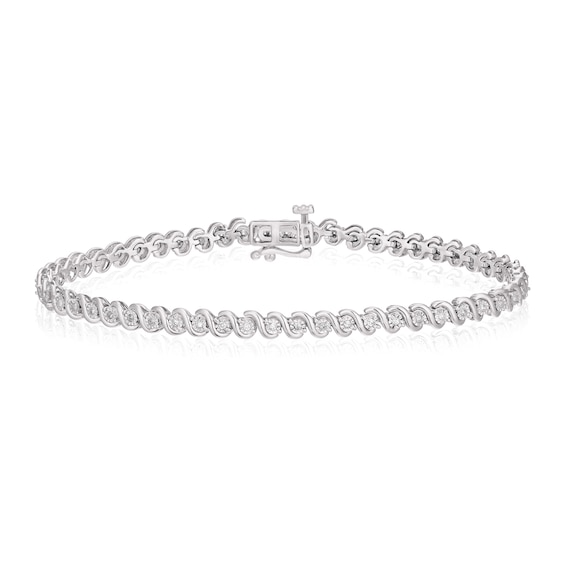 9ct White Gold 0.25ct Diamond Tennis Bracelet