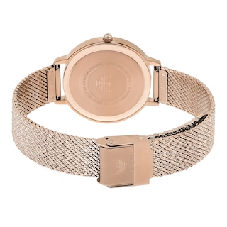 Emporio Armani Women's Rose Gold Tone Mesh Bracelet Watch Ernest