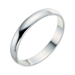 9ct White Gold 3mm Extra Heavyweight D Shape Ring