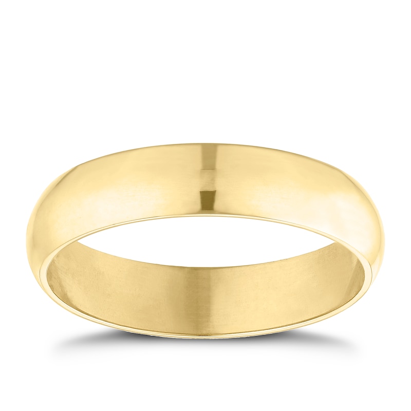 9ct Yellow Gold 4mm Extra Heavyweight D Shape Ring