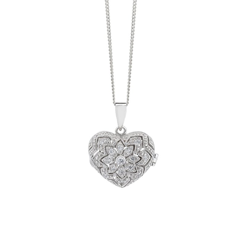 Silver 18 Inch Cubic Zirconia Vintage Locket