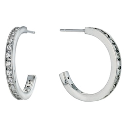 Sterling Silver Cubic Zirconia 3/4 Hoop Earrings