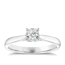 9ct White Gold 0.10ct Diamond Illusion Set Solitaire Ring