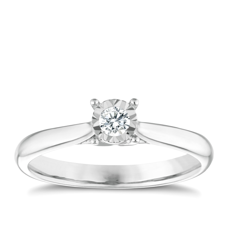 Main Image 1 of 9ct White Gold 0.10ct Diamond Illusion Set Solitaire Ring