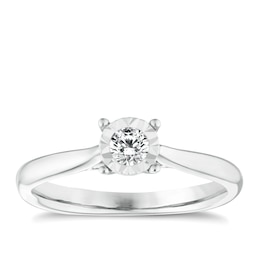 Engagement Ring 9ct White Gold 0.17ct Diamond Illusion Solitaire Ring