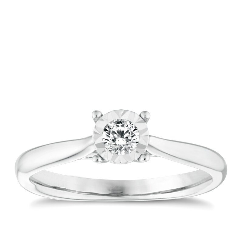 Main Image 1 of Engagement Ring 9ct White Gold 0.17ct Diamond Illusion Solitaire Ring