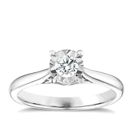 Engagement Ring 9ct White Gold 0.25ct Diamond Illusion Solitaire Ring