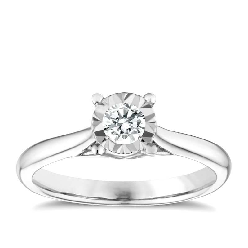 Main Image 1 of Engagement Ring 9ct White Gold 0.25ct Diamond Illusion Solitaire Ring