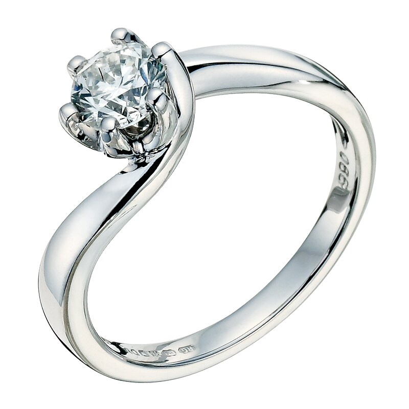 Main Image 1 of 9ct white gold 2/3ct diamond solitaire ring