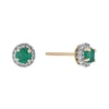 Thumbnail Image 1 of 9ct Yellow Gold Emerald & 0.10ct Diamond Stud Earrings