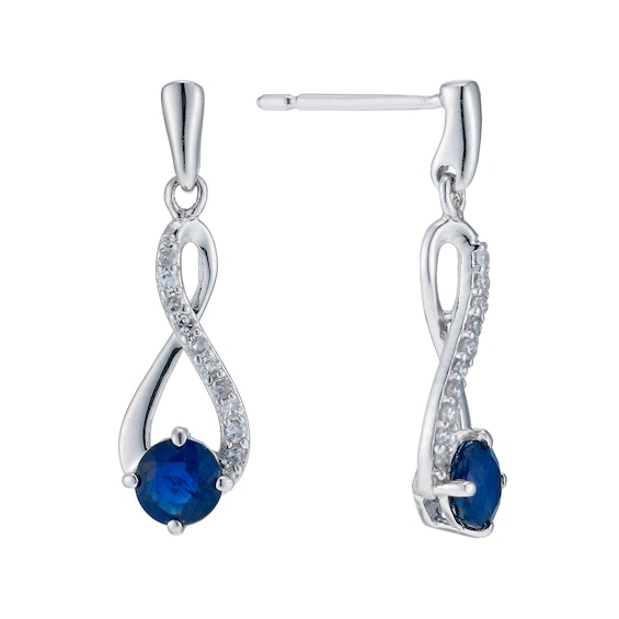 9ct White Gold Sapphire & Diamond Earrings