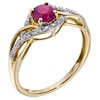 Thumbnail Image 1 of 9ct Yellow Gold Ruby & 0.10ct Diamond Twist Ring
