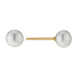 9ct Gold Cultured Freshwater Pearl 6mm Button Stud Earrings