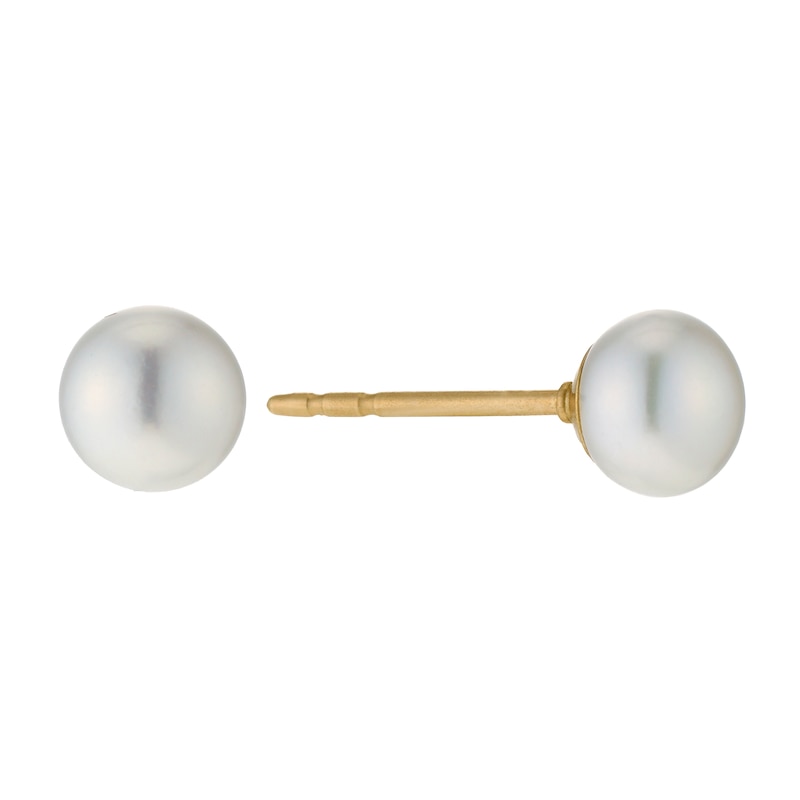 9ct Gold Cultured Freshwater Pearl 6mm Button Stud Earrings