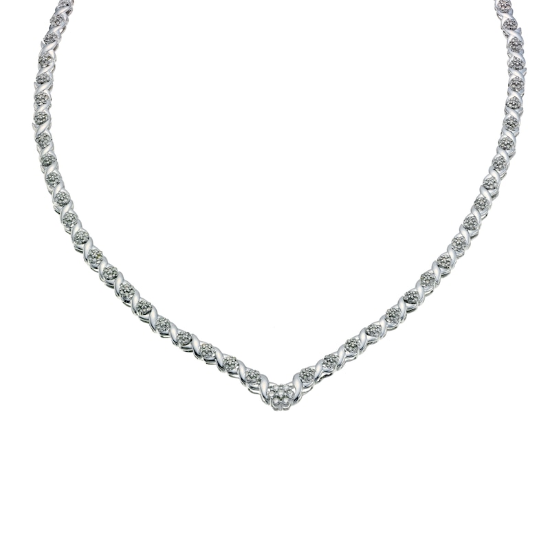 Main Image 1 of 9ct White Gold 1.5ct Diamond Cluster Collar