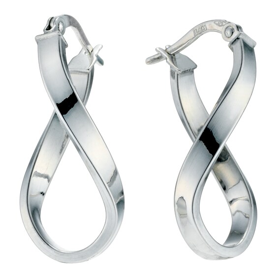 9ct White Gold Infinity Hoop Earrings