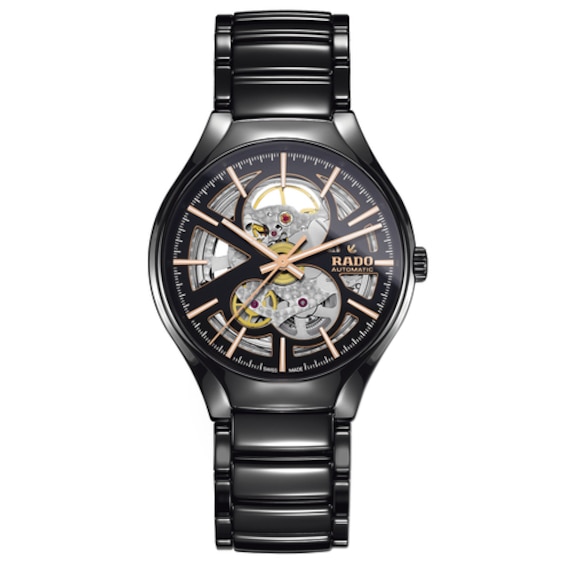 Rado True Automatic Mens Thinline Skeleton Black Ceramic